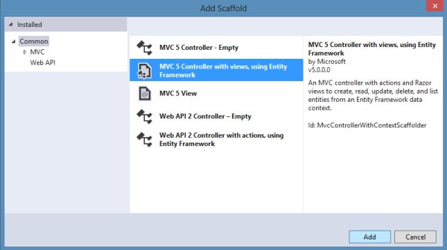 Scaffolding in MVC 5